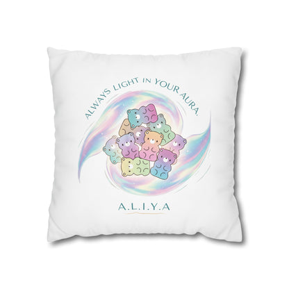 Personalized Initial Quote Bear — Custom Sayings on Square Poly Canvas Pillowcase