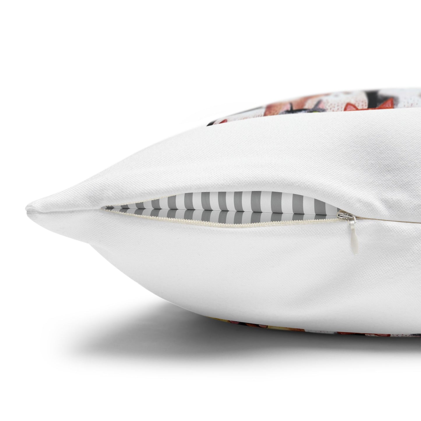 Personalized Initial Quote Cat Collage — Custom Sayings on Square Poly Canvas Pillowcase