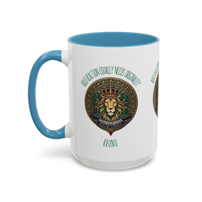 Personalized Initial Circled Lion Accent Coffee Mug