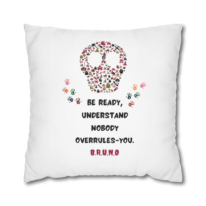 Personalized Initial Quote Floral Skull — Custom Sayings on Square Poly Canvas Pillowcase