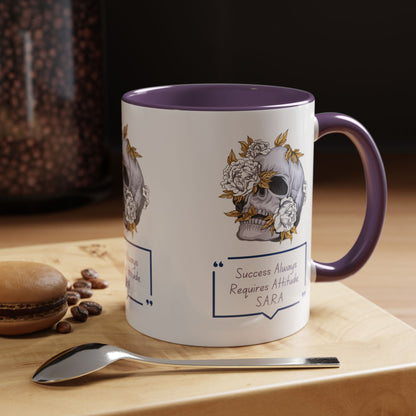 Personalized Initial Floral Skull Accent Coffee Mug