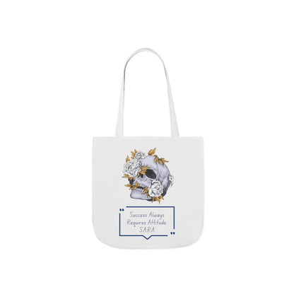 Personalized Initial Quote Floral Skull Canvas Tote Custom Name