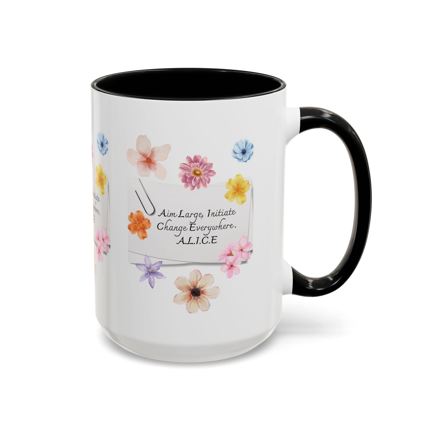 Personalized Floral Clip Note Accent Coffee Mug