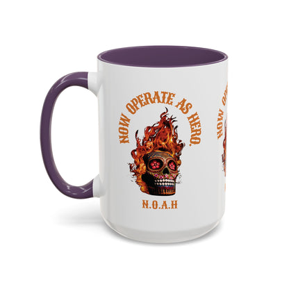 Personalized Initial Fire Skull Accent Coffee Mug