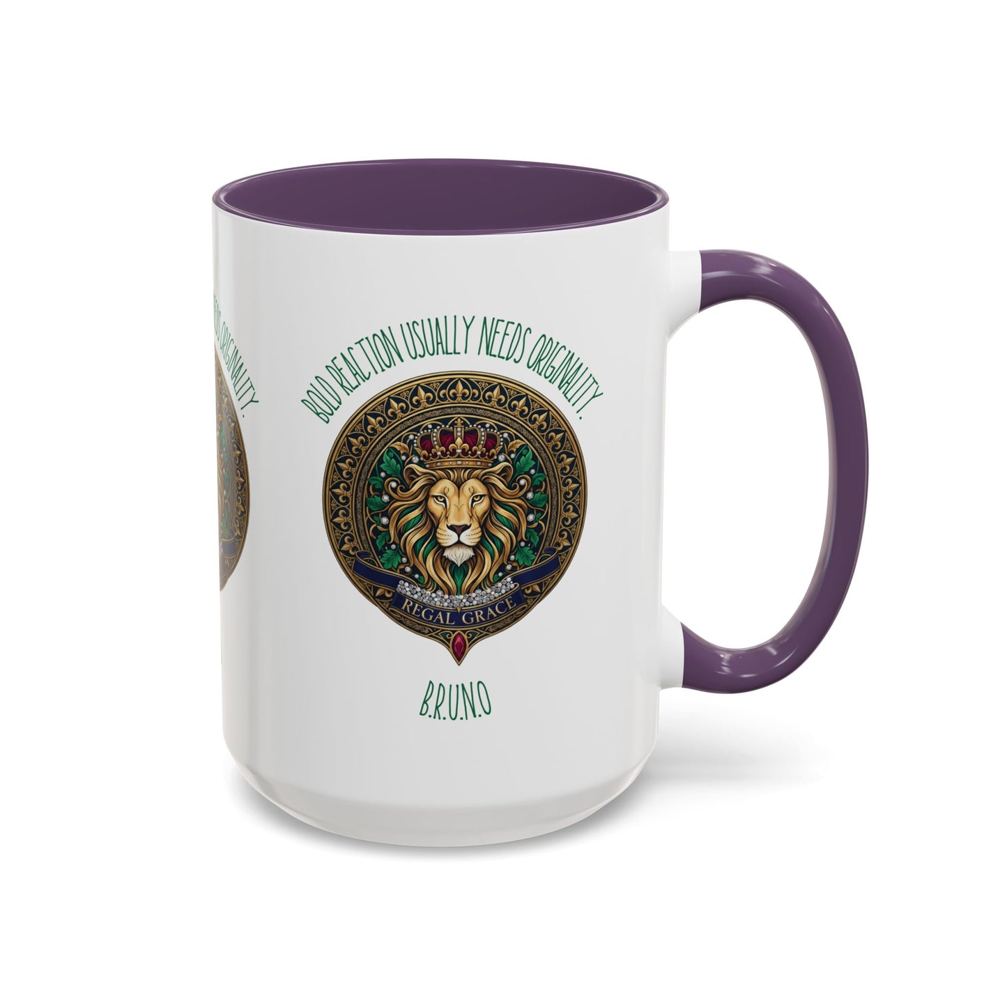 Personalized Initial Circled Lion Accent Coffee Mug