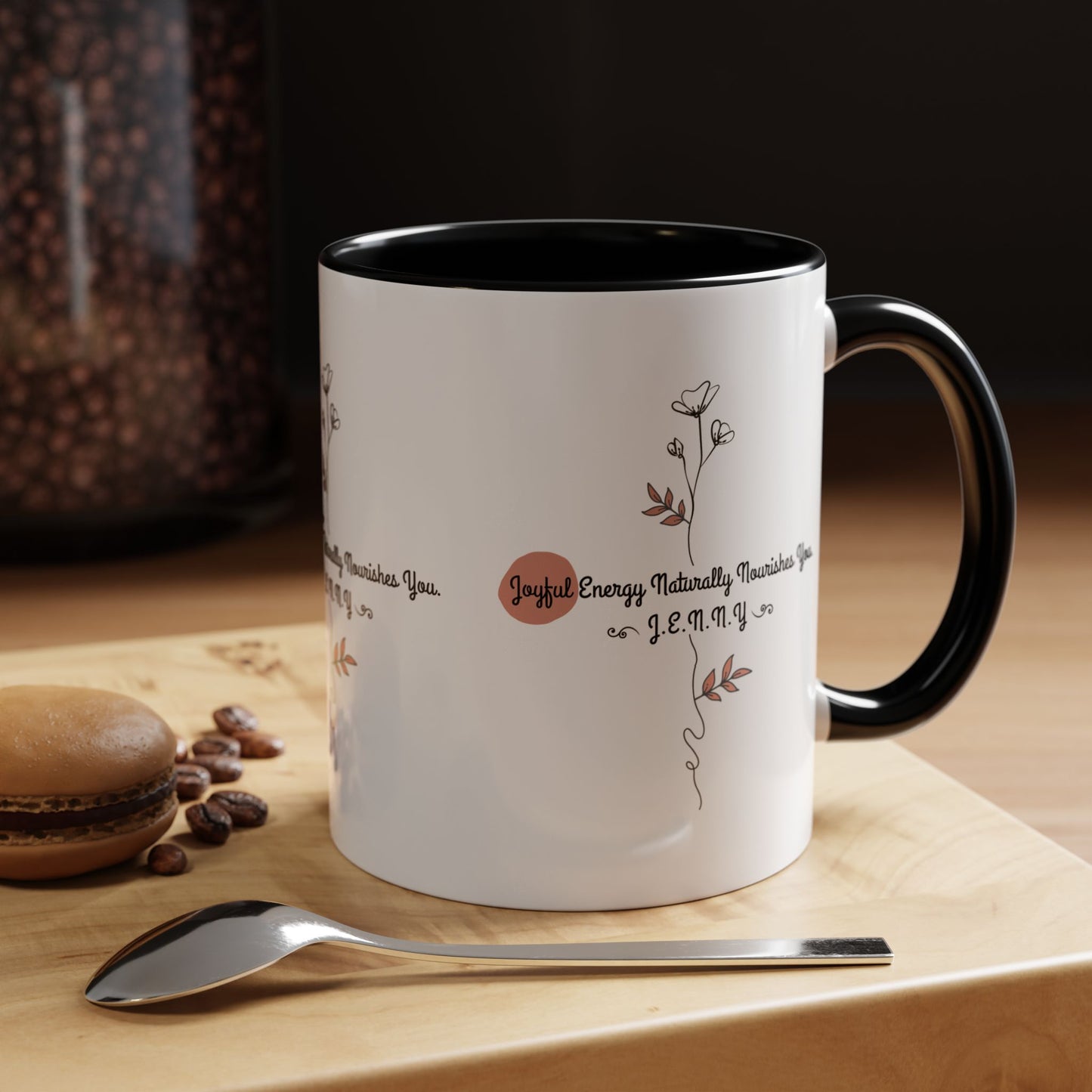 Personalized Initial Floral Minimalist Accent Coffee Mug