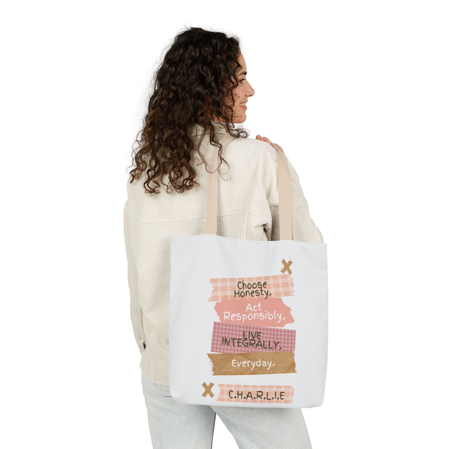 Personalized Initial Quote Note Lines Canvas Tote Custom Name