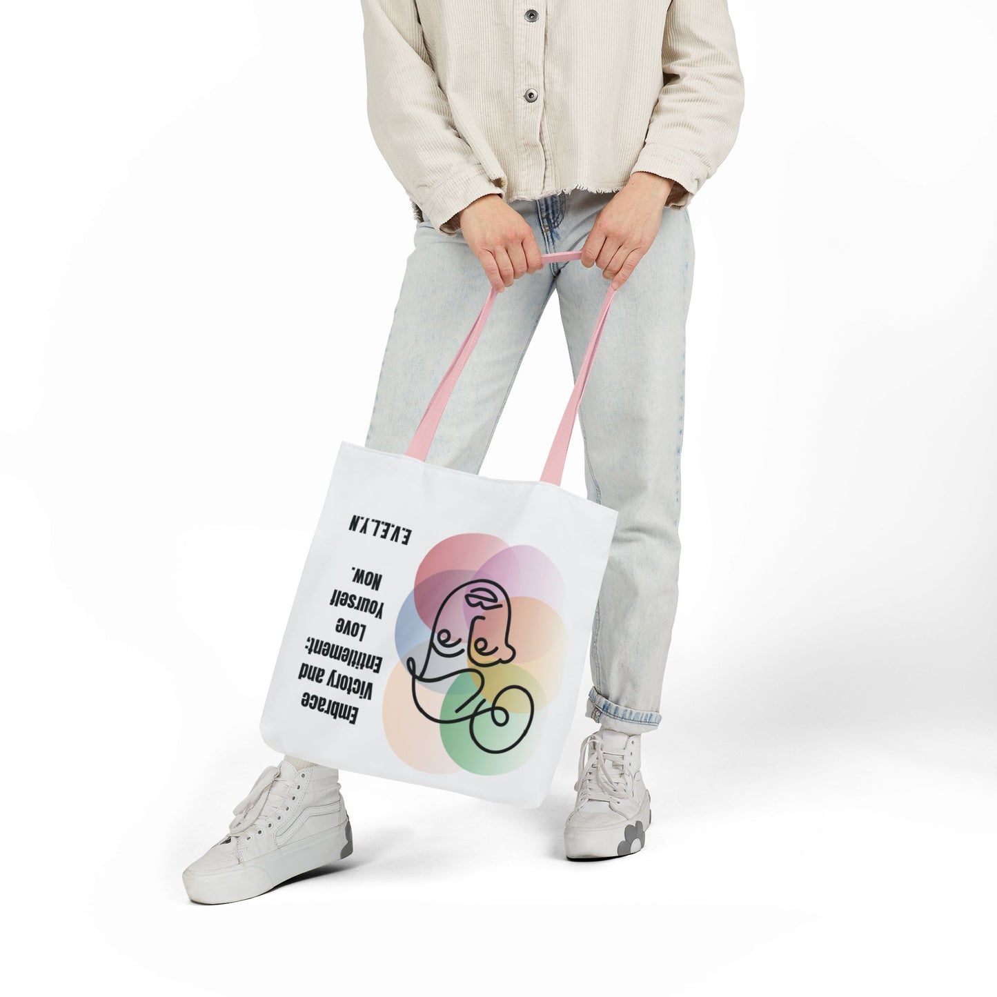Personalized Initial Quote Sketch Girl Canvas Tote Custom Name