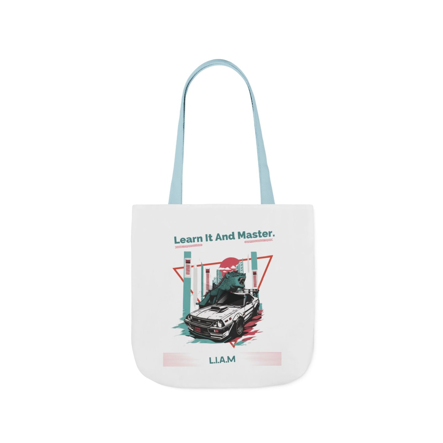 Personalized Initial Quote Dinosaur Car Canvas Tote Custom Name