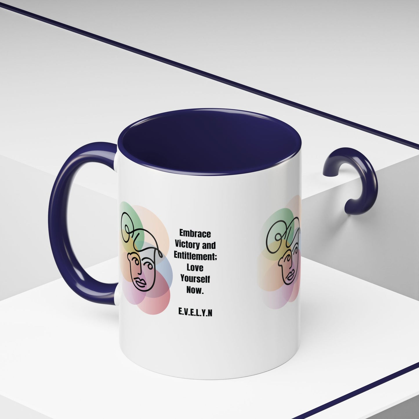 Personalized Initial Sketch Girl Accent Coffee Mug