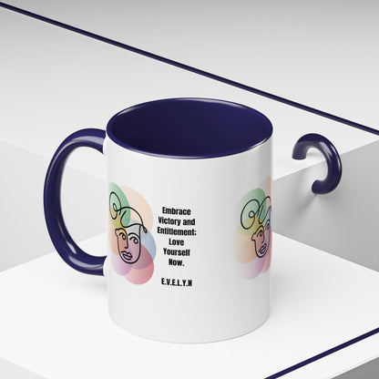 Personalized Initial Sketch Girl Accent Coffee Mug