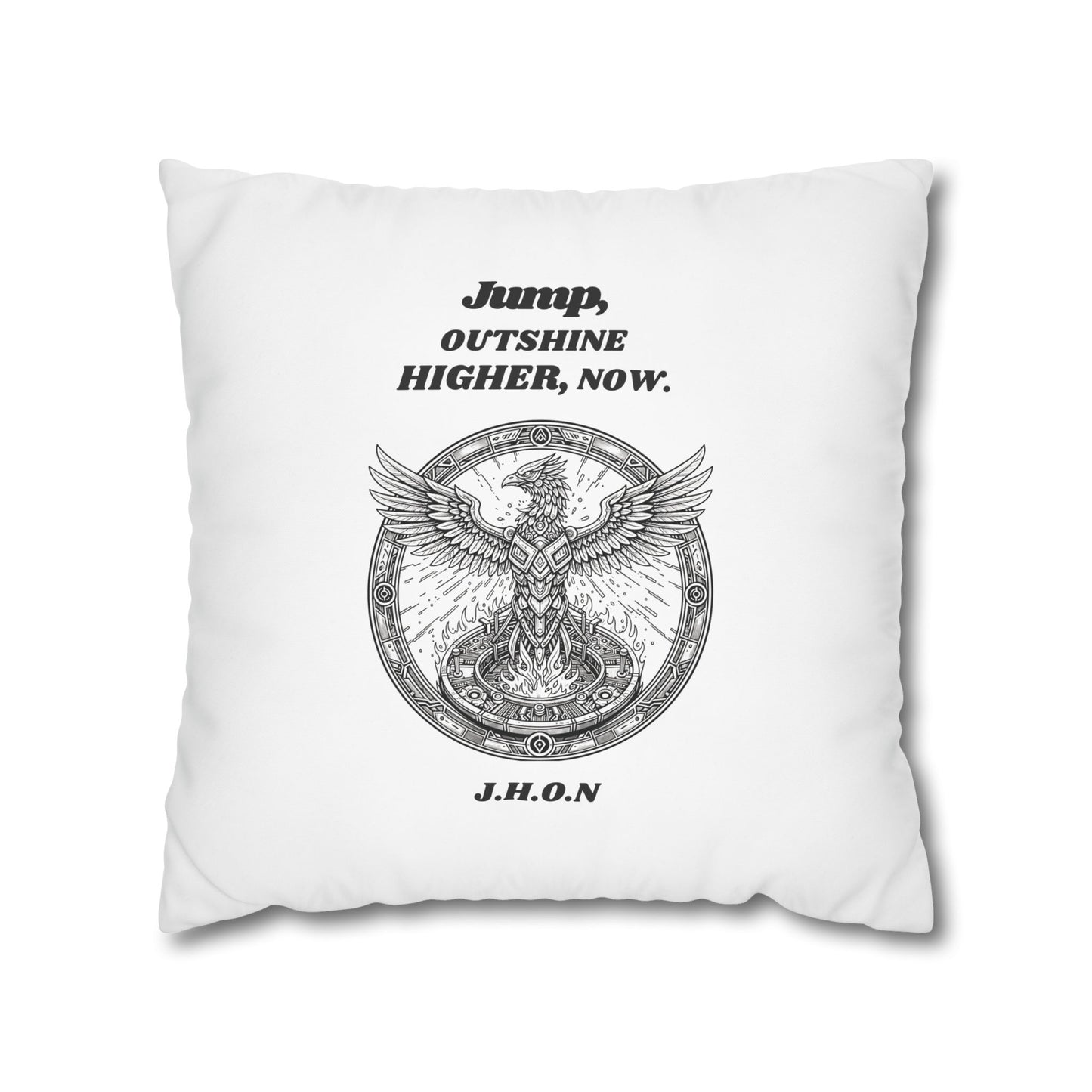 Personalized Initial Quote Circled Eagle — Custom Sayings on Square Poly Canvas Pillowcase