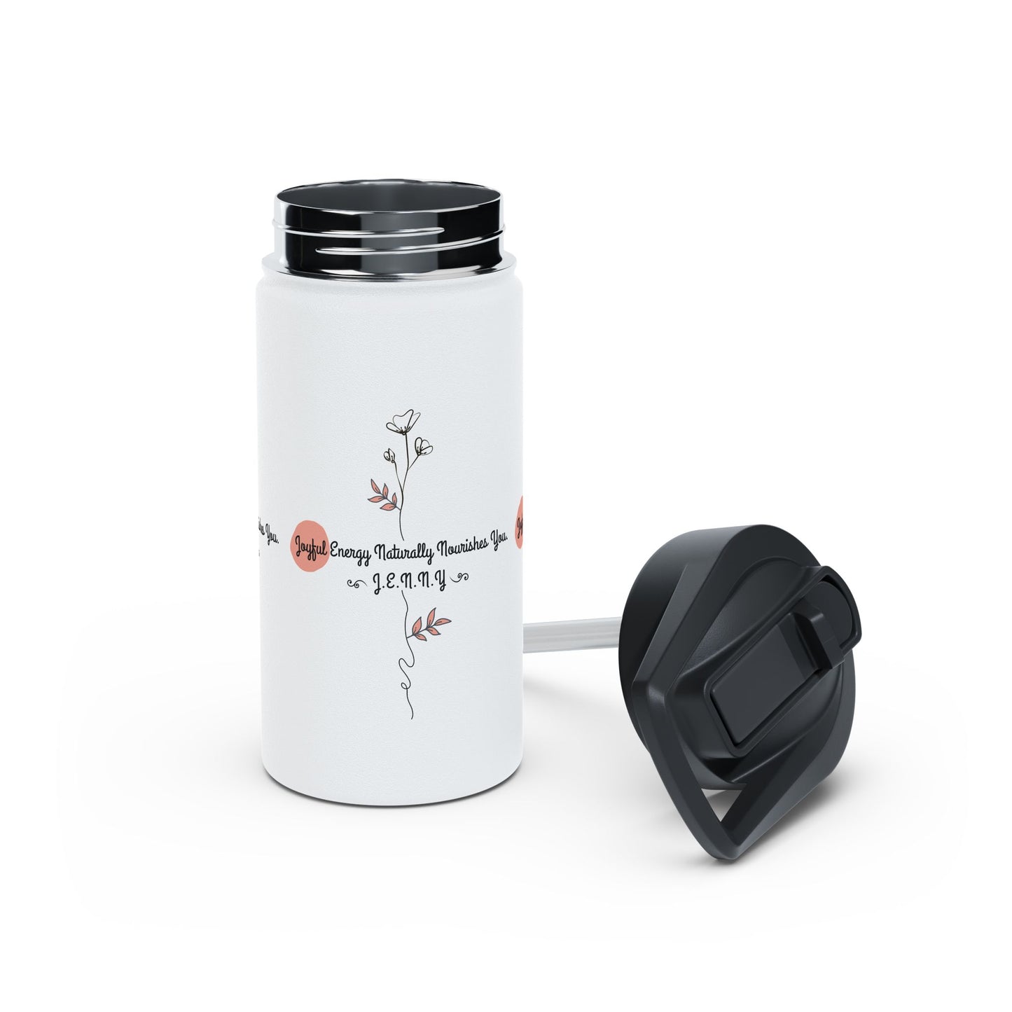 Personalized Initial Quote Floral Minimalist Stainless Steel Water Bottle
