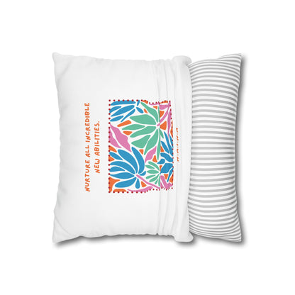 Personalized Initial Quote Floral Momentum — Custom Sayings on Square Poly Canvas Pillowcase