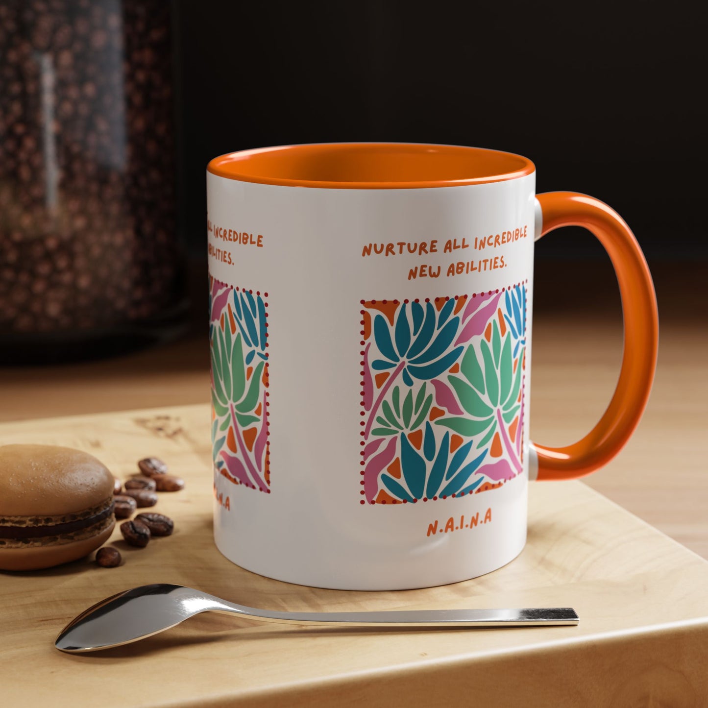 Personalized Initial Floral Momentum Accent Coffee Mug