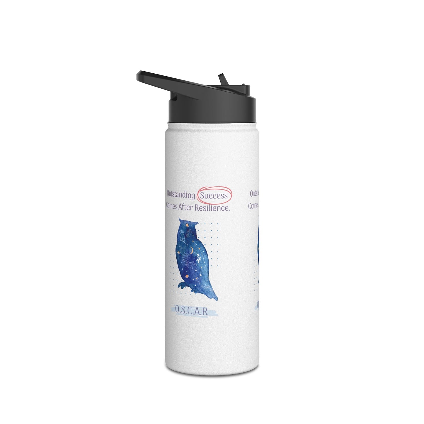 Personalized Initial Quote Owl Galaxy Stainless Steel Water Bottle