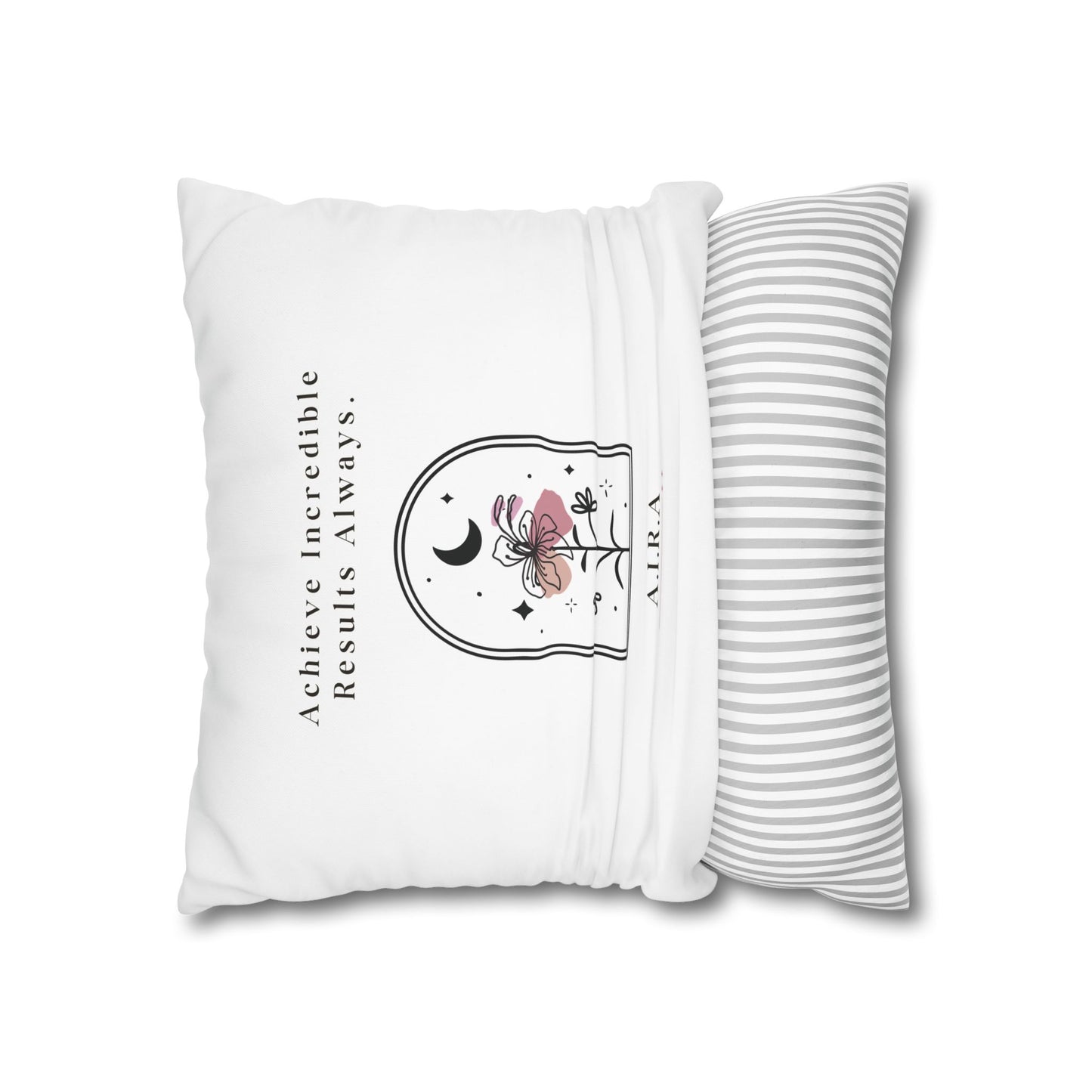 Personalized Initial Quote Floral Moon — Custom Sayings on Square Poly Canvas Pillowcase