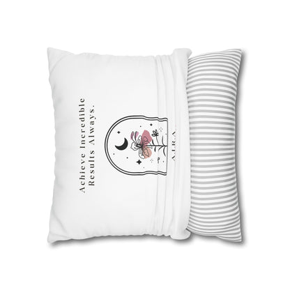 Personalized Initial Quote Floral Moon — Custom Sayings on Square Poly Canvas Pillowcase