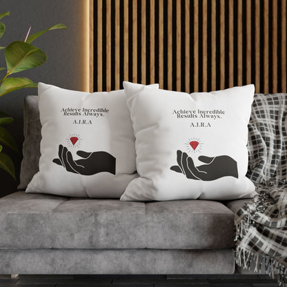 Personalized Initial Quote Gem Hand — Custom Sayings on Square Poly Canvas Pillowcase