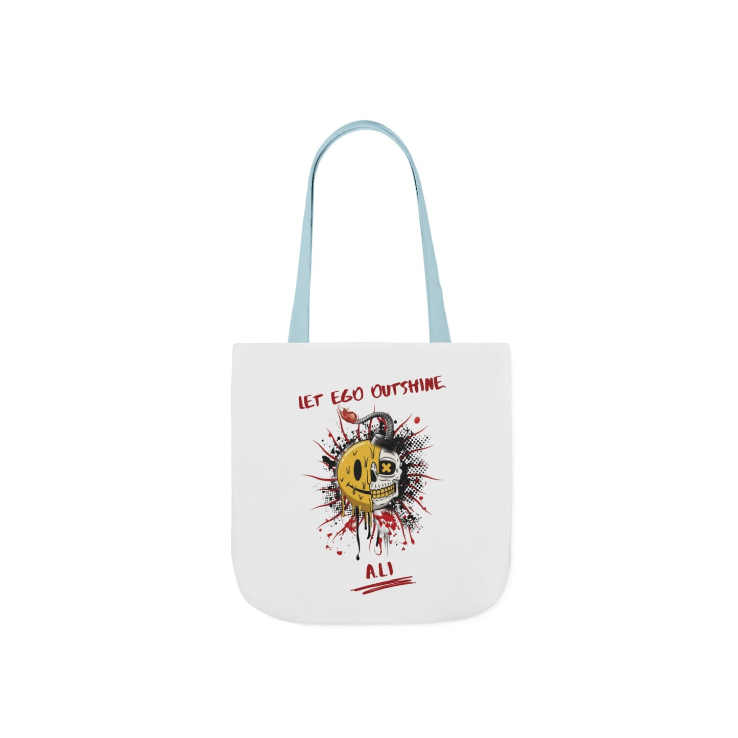 Personalized Initial Quote Split Smile Skull Canvas Tote Custom Name
