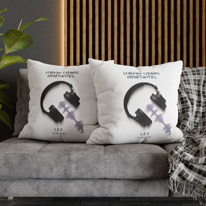 Personalized Initial Quote Headphone — Custom Sayings on Square Poly Canvas Pillowcase