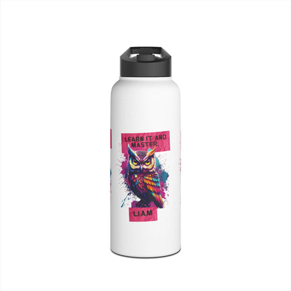Personalized Initial Quote Owl Stainless Steel Water Bottle