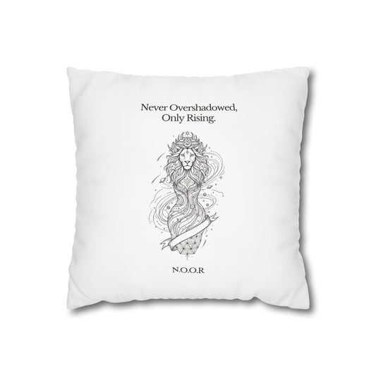 Customized monogrammed pillowcase with personalized quote. High-quality poly canvas square cushion cover, ideal for housewarming, wedding, or anniversary gifts with bespoke text.
