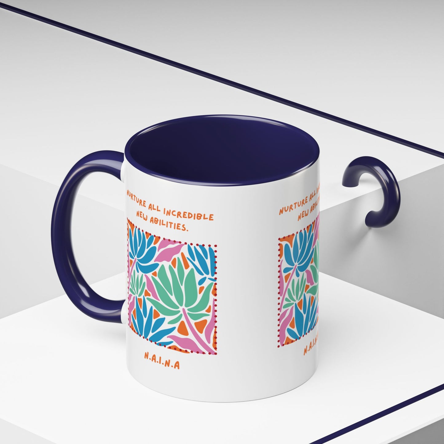 Personalized Initial Floral Momentum Accent Coffee Mug