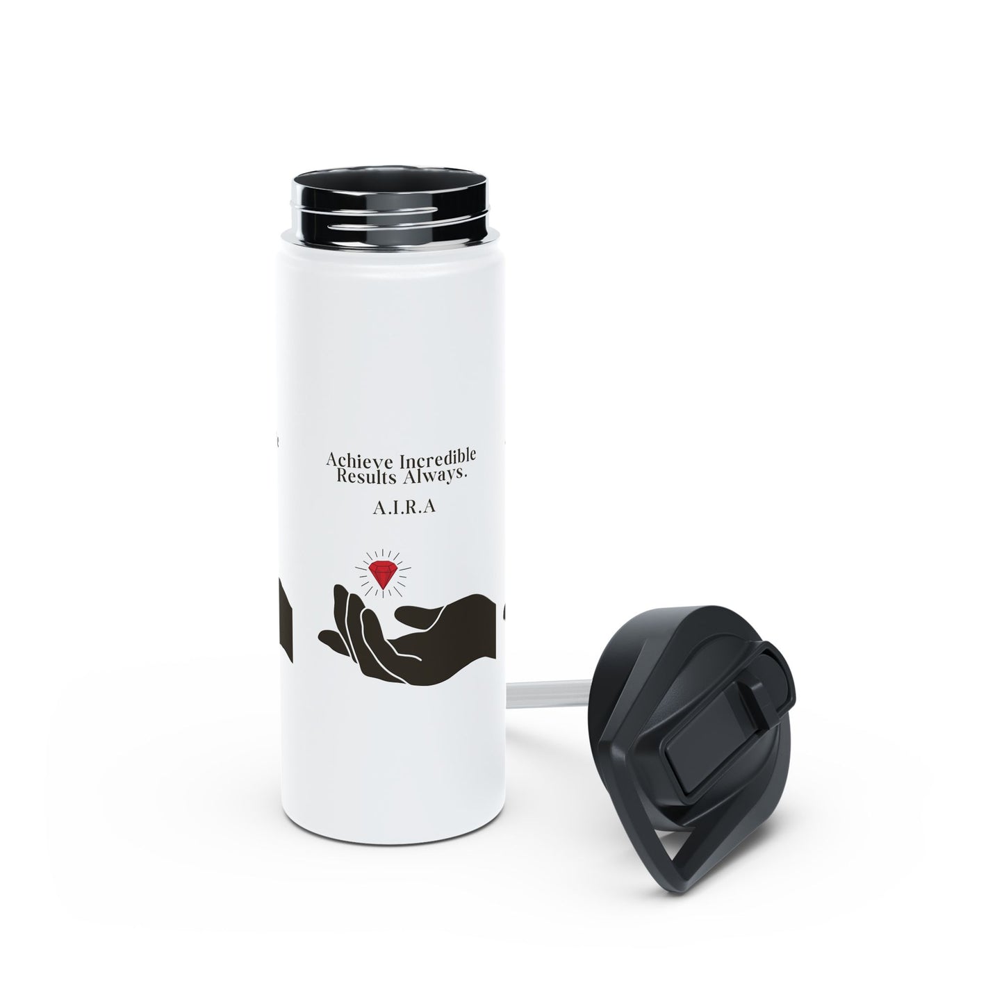 Personalized Initial Quote Hand and Gem Stainless Steel Water Bottle