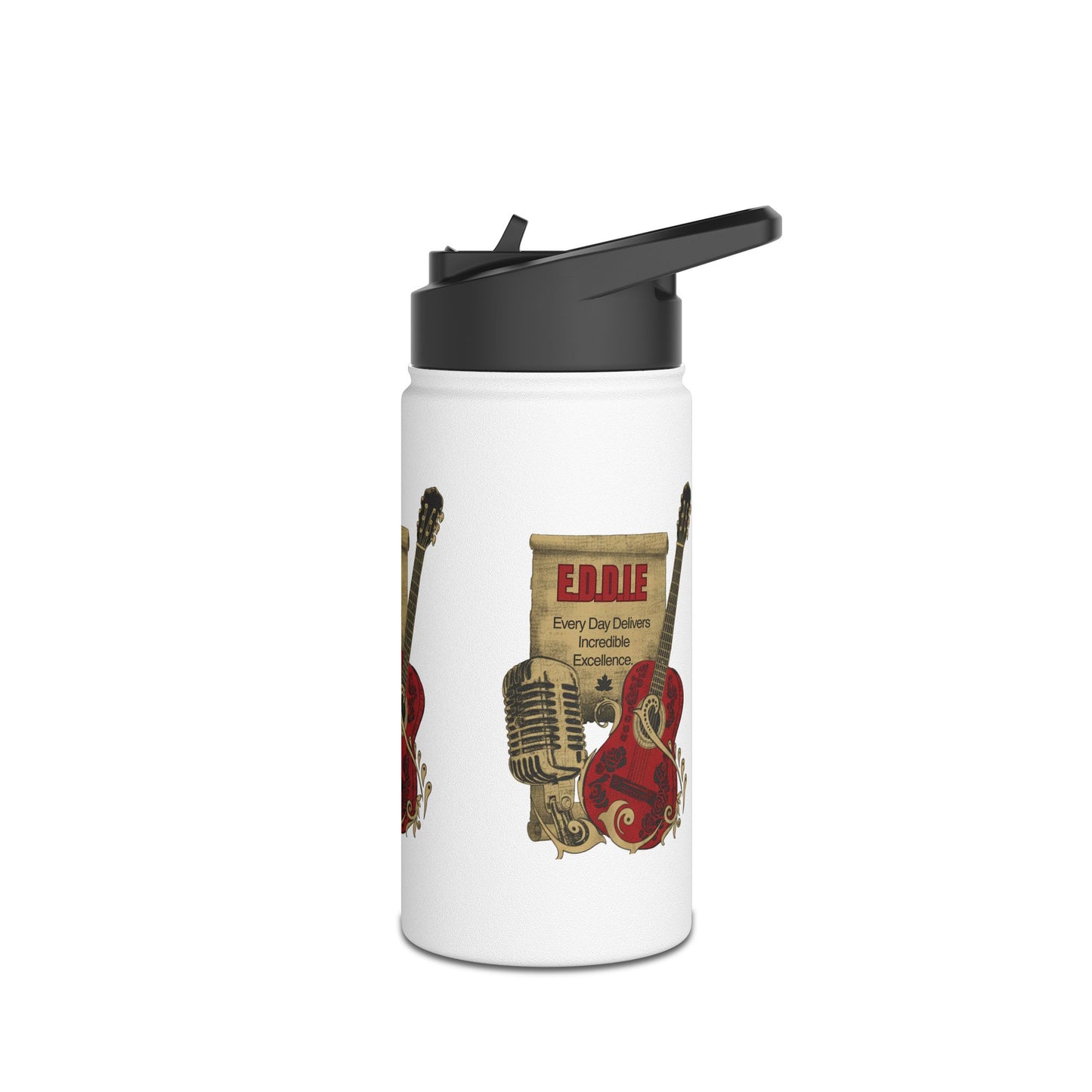 Personalized Initial Quote Guitar Stainless Steel Water Bottle