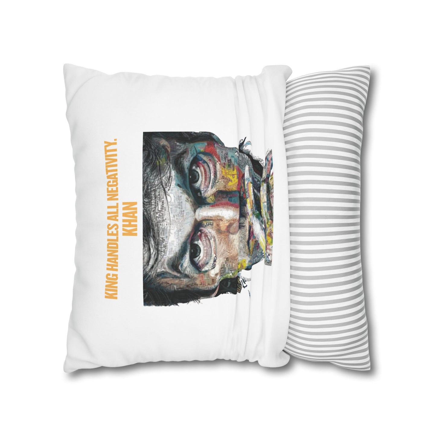 Personalized Initial Quote Khan — Custom Sayings on Square Poly Canvas Pillowcase