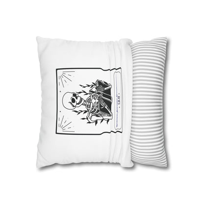 Personalized Initial Quote Skeleton — Custom Sayings on Square Poly Canvas Pillowcase