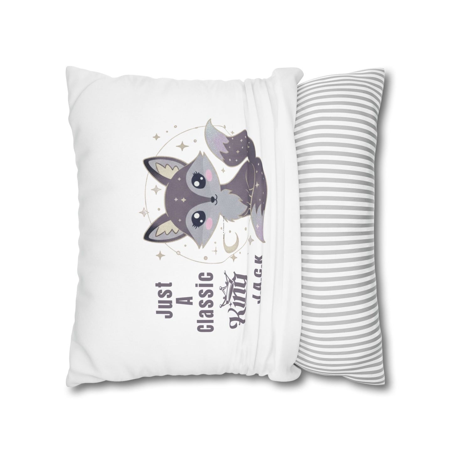 Personalized Initial Quote Fox — Custom Sayings on Square Poly Canvas Pillowcase