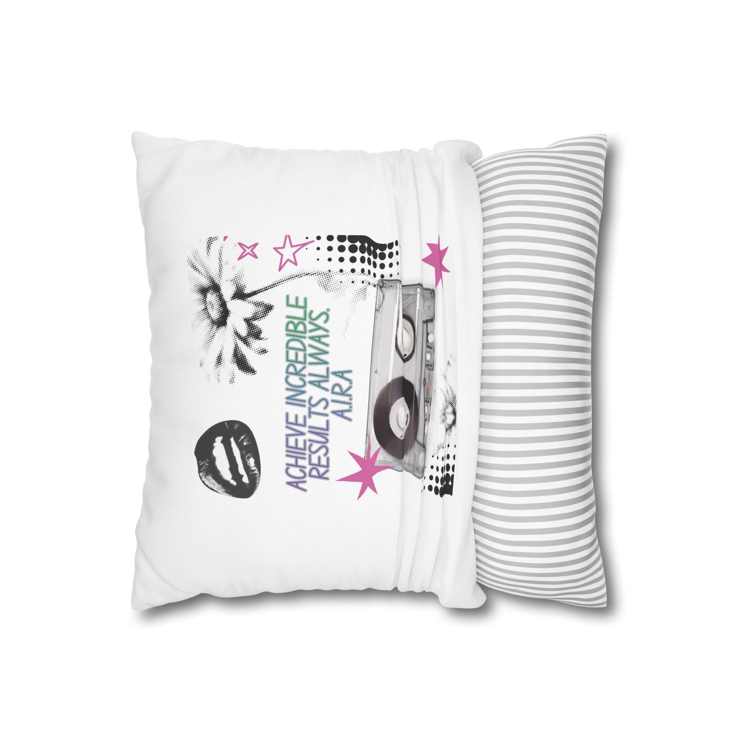 Personalized Initial Quote Cassette — Custom Sayings on Square Poly Canvas Pillowcase