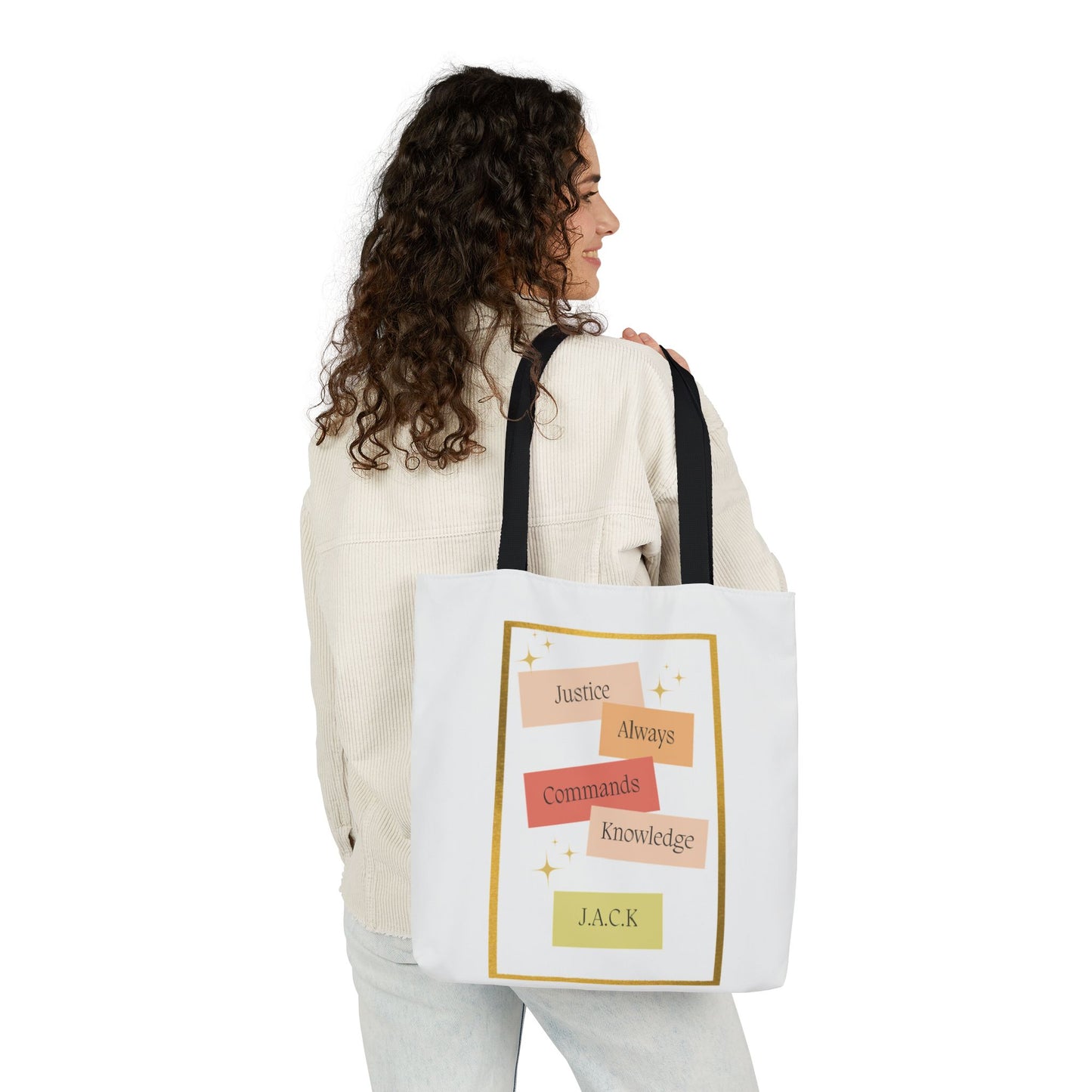Personalized Initial Quote Inspirational Canvas Tote Custom Name