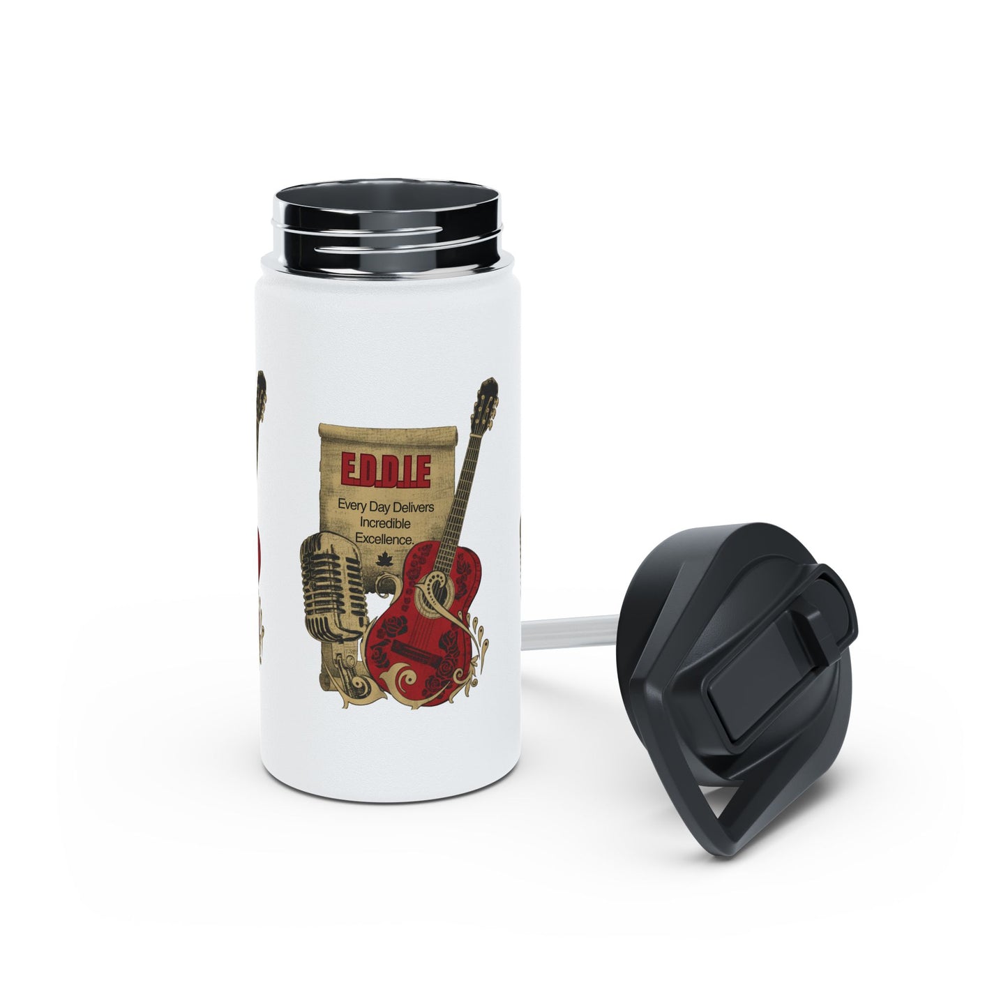 Personalized Initial Quote Guitar Stainless Steel Water Bottle