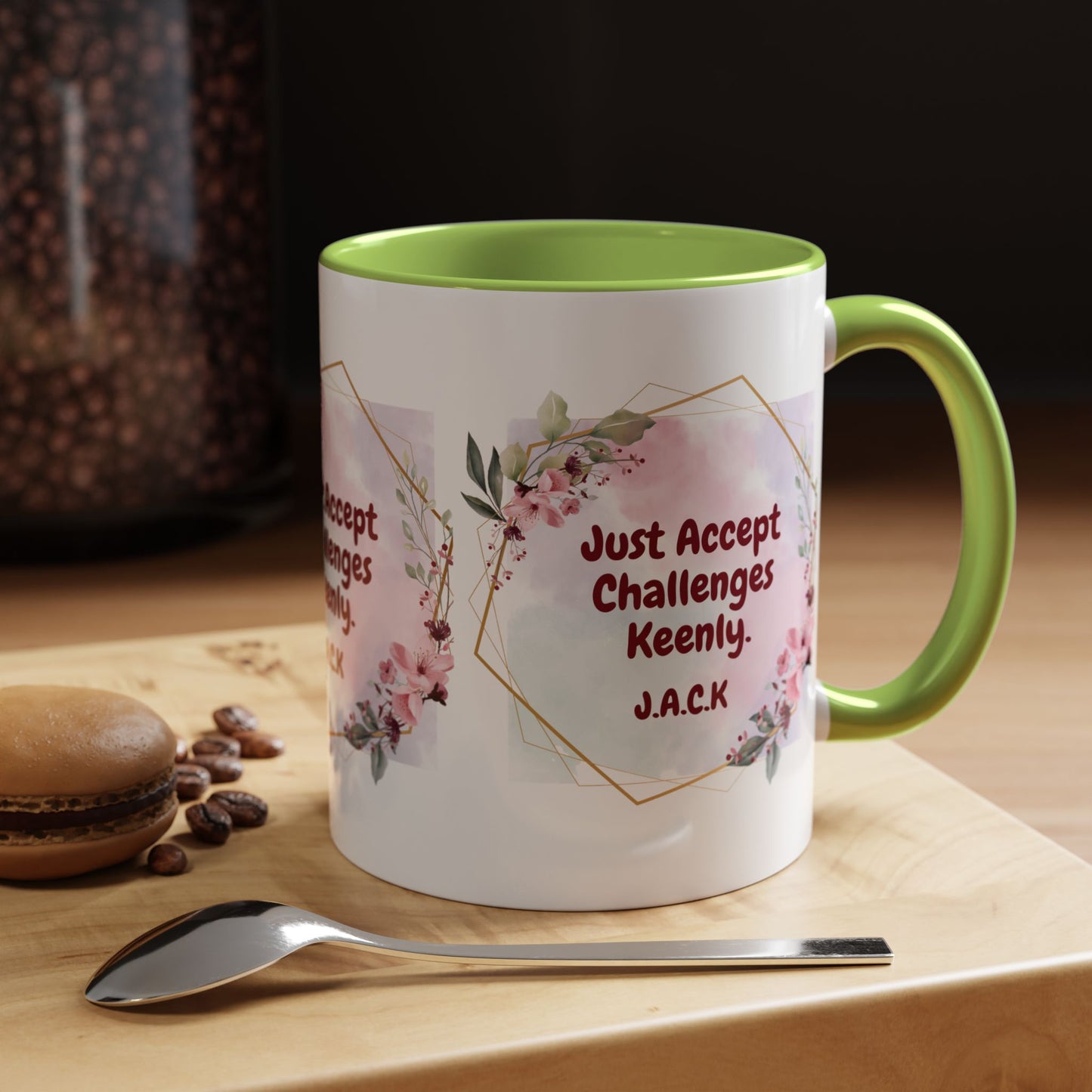 Personalized Floral Frame Accent Coffee Mug