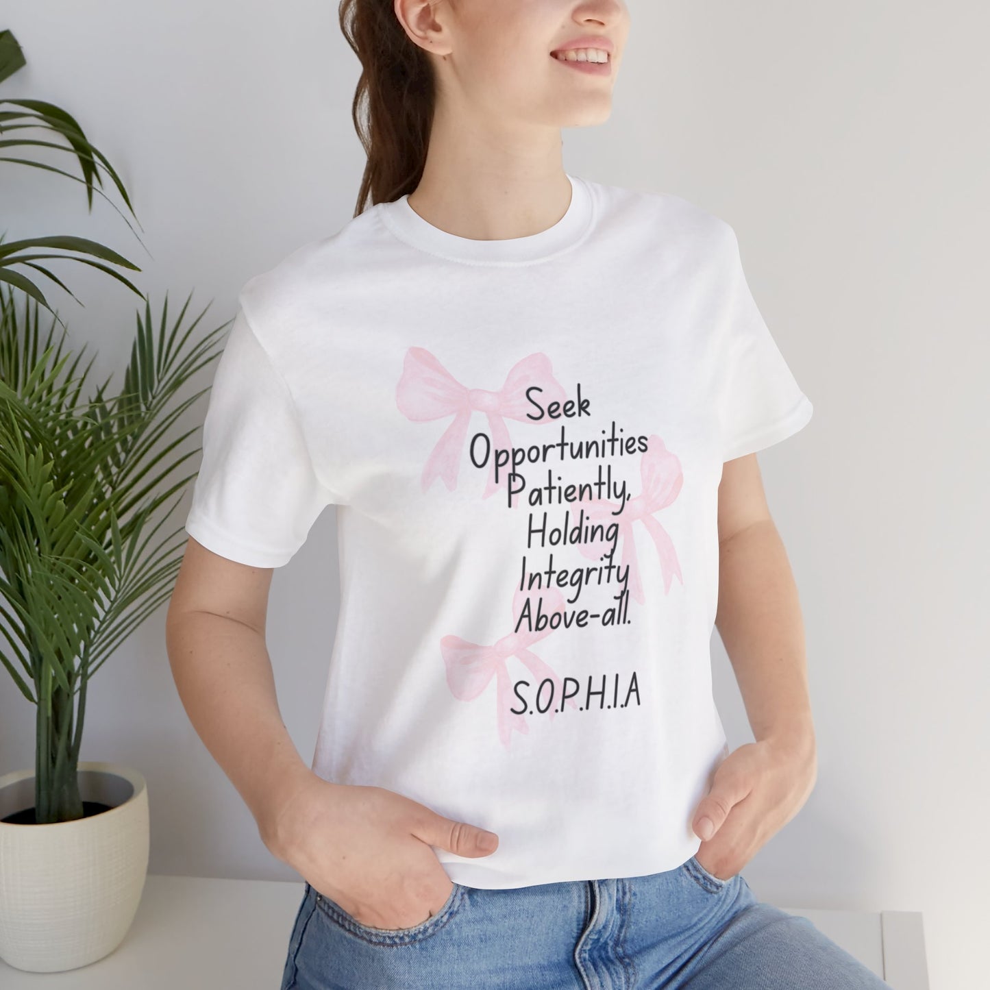 Personalized Pink Bow Graphic Tee