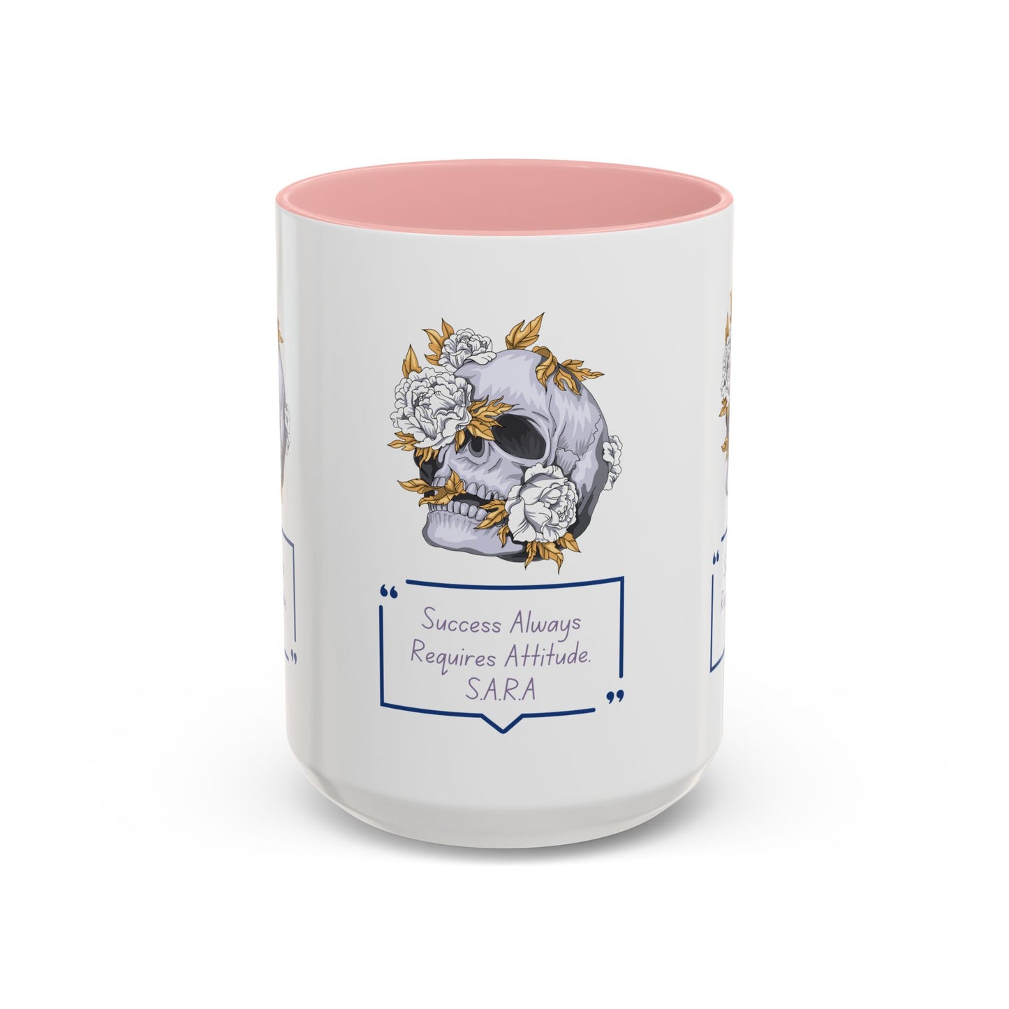 Personalized Initial Floral Skull Accent Coffee Mug