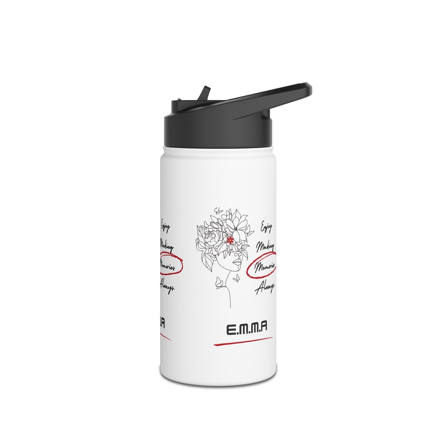 Personalized Initial Quote Floral Girl Stainless Steel Water Bottle