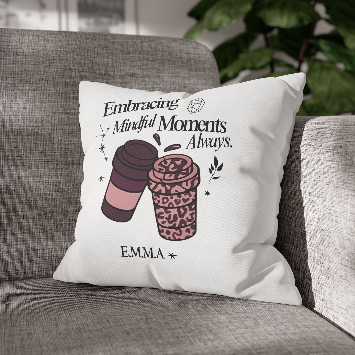 Personalized Initial Quote Girly Coffee — Custom Sayings on Square Poly Canvas Pillowcase