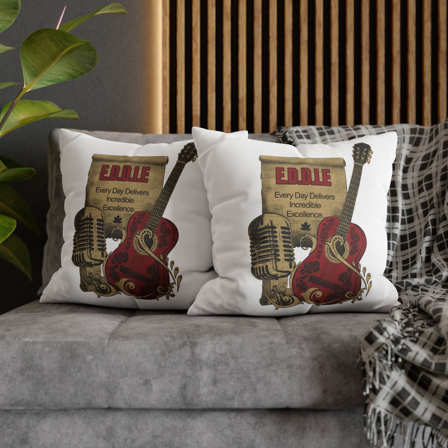 Personalized Initial Quote Guitar — Custom Sayings on Square Poly Canvas Pillowcase