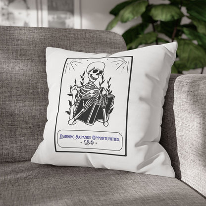 Personalized Initial Quote Skeleton — Custom Sayings on Square Poly Canvas Pillowcase