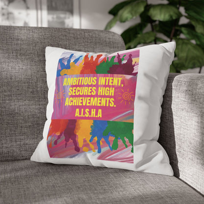 Personalized Initial Quote Colorful Paint — Custom Sayings on Square Poly Canvas Pillowcase