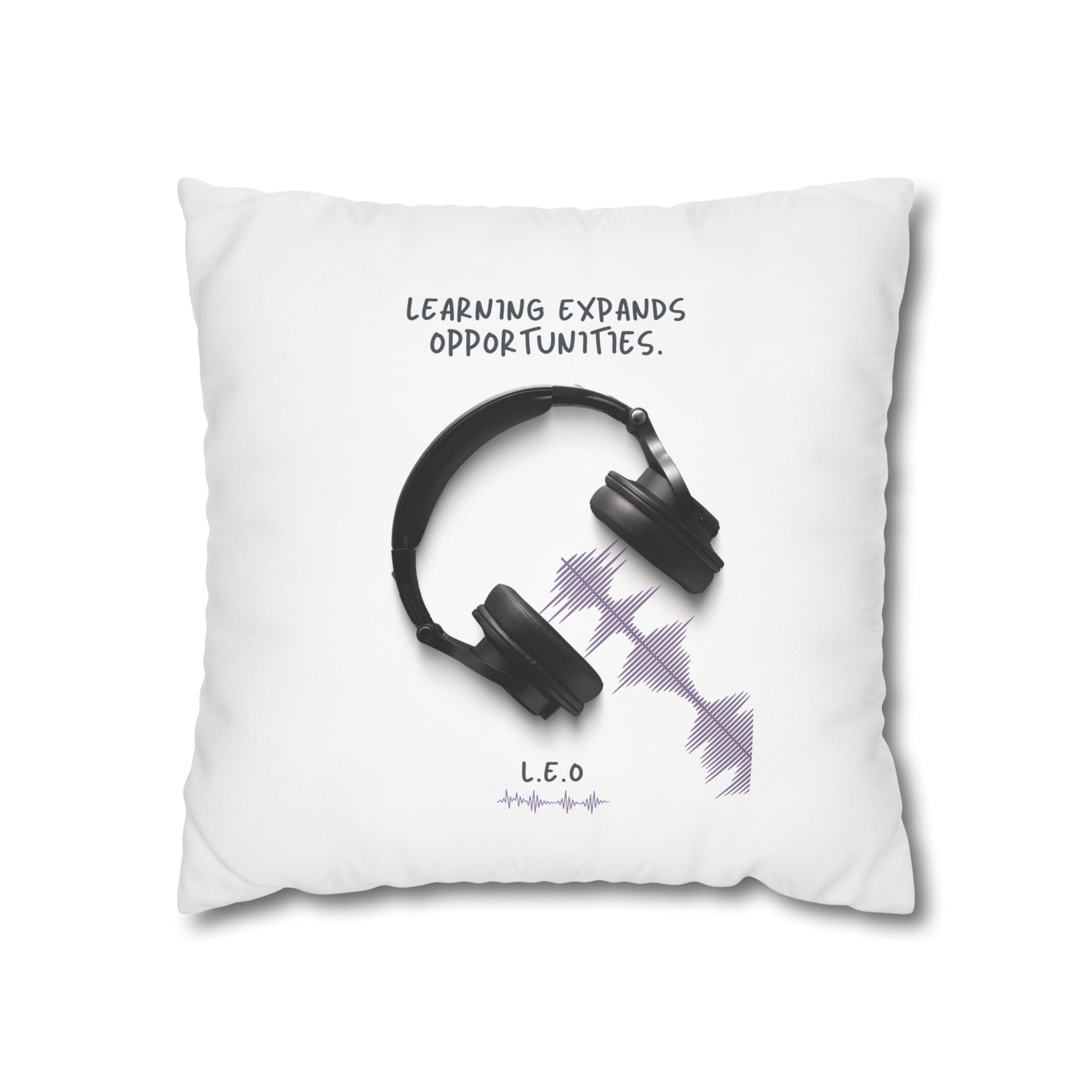 Personalized Initial Quote Headphone — Custom Sayings on Square Poly Canvas Pillowcase