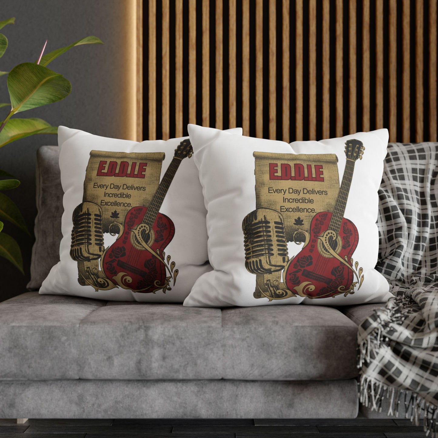 Personalized Initial Quote Guitar — Custom Sayings on Square Poly Canvas Pillowcase