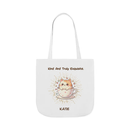 Personalized Initial Quote Exquisite Cat Canvas Tote Custom Name