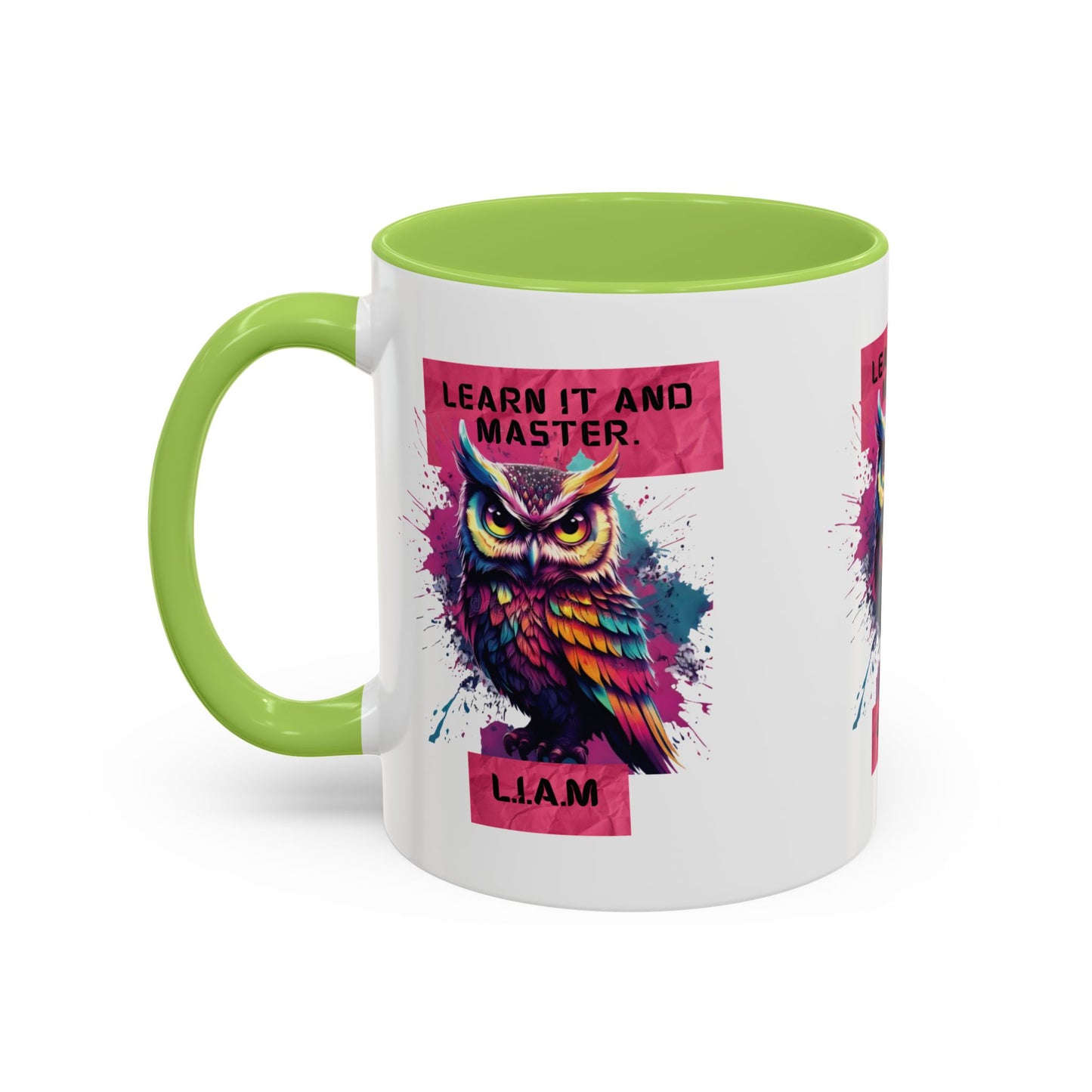 Personalized Initial Owl Accent Coffee Mug