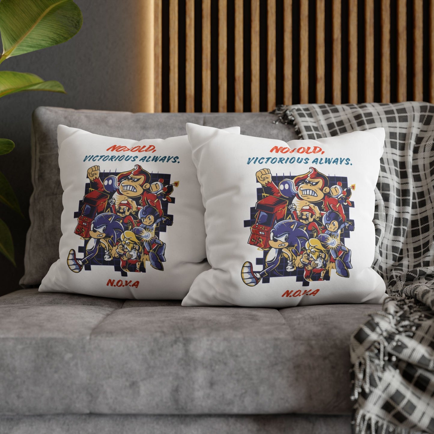 Personalized Initial Quote Cartoon — Custom Sayings on Square Poly Canvas Pillowcase