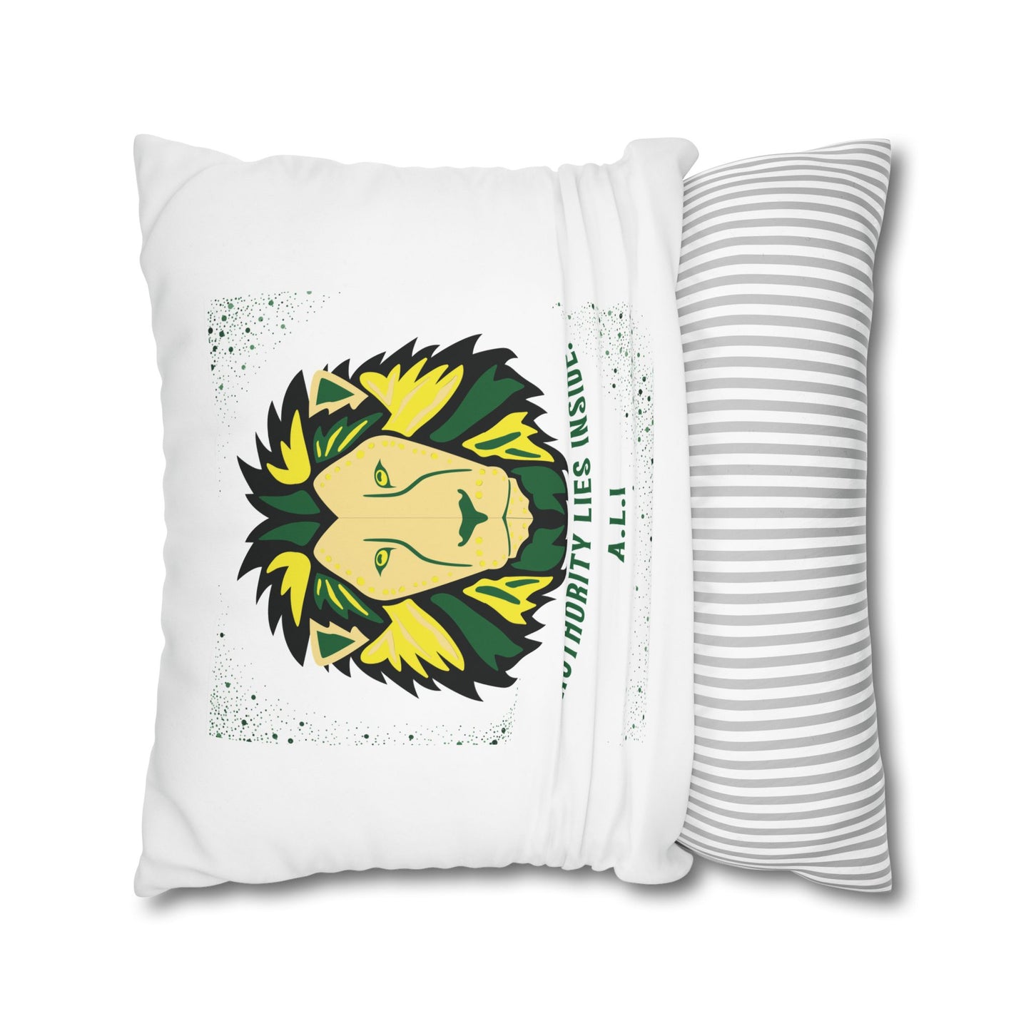 Personalized Initial Quote Lion — Custom Sayings on Square Poly Canvas Pillowcase